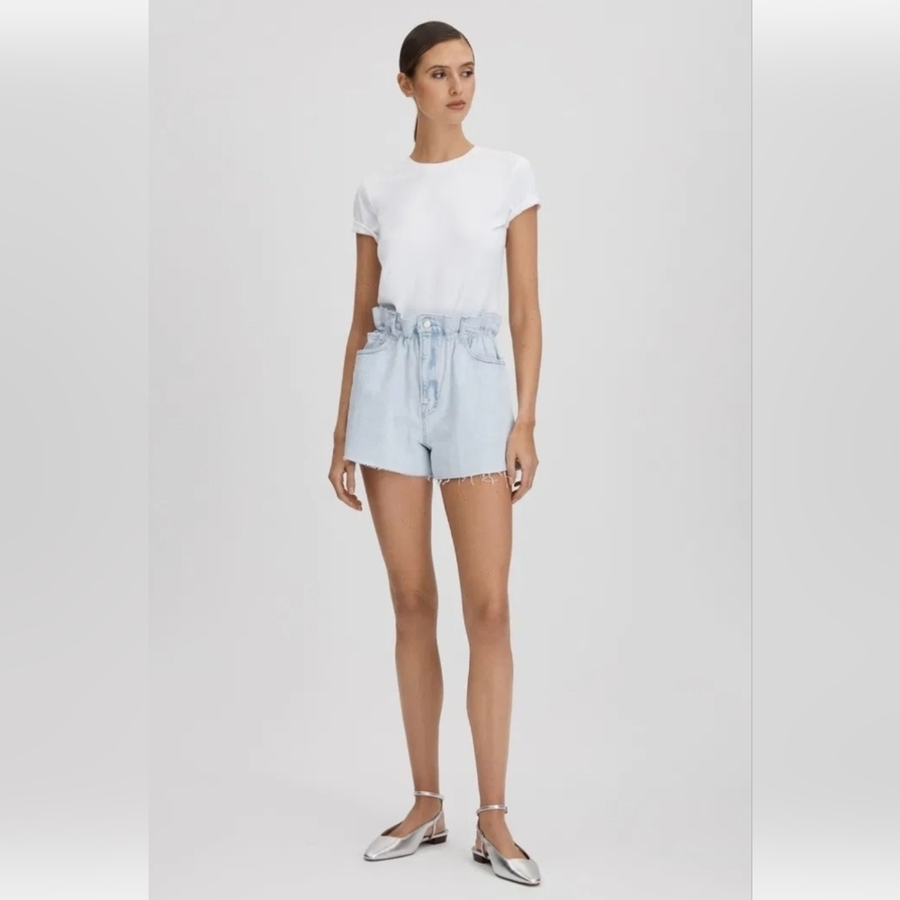 Bershka Paperbag Waist High Rise Denim Shorts, Sz 8